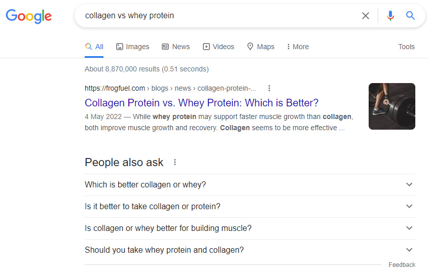 google ranking collagen